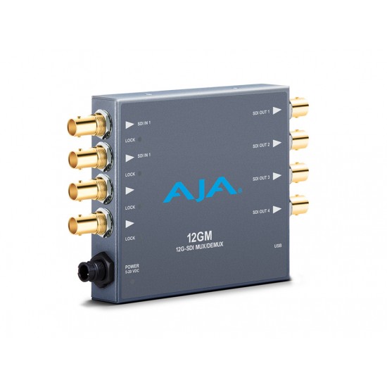 AJA 12GM – 12G/6G/3G/1.5G HD/SD SDI Muxer and Demuxer for 4K/UltraHD/2K/HD/SD Audio/Video with Quadrant to 2SI for 4K/UltraHD bi-directional conversion