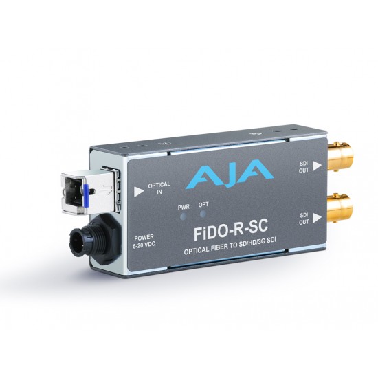 AJA FiDO R SC – Single-channel Optical Fiber (SC connector) to SD/HD/3G SDI with Dual SD/HD/3G SDI outputs