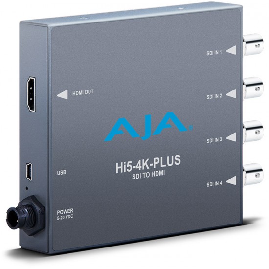 AJA Hi5 4K Plus – 4K/UltraHD 4 x 3G-SDI to 4K HDMI 2.0 with 60p support, also supports HD-SDI to HD HDMI