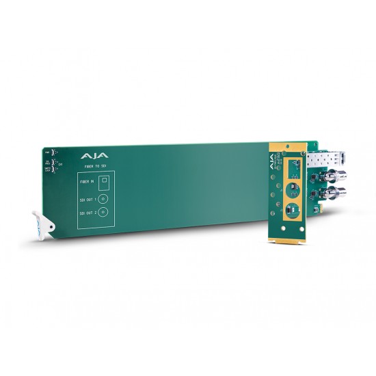 AJA OG-FIBER-R-MM – 1-Channel 3G-SDI to Multi-Mode LC Fiber Receiver. Requires 2 slots in frame.
