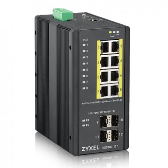 ZYXEL RGS200-12P 8x10/100/1000+4 SFP YÖNETİLEBİLİR POE ENDÜSTRİYEL SWITCH ZYXEL RGS200-12P 8x10/100/1000+4 SFP YÖNETİLEBİLİR POE ENDÜSTRİYEL SWITCH